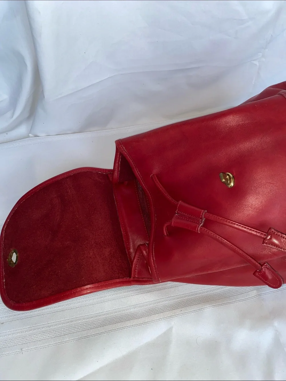 Coach 9791 Red Leather Daypack Backpack with Gold-Tone Turn Lock